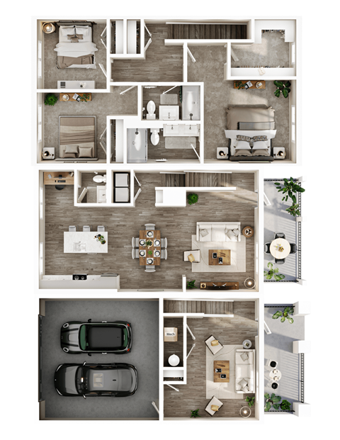 a floor plan of a house with 4 bedrooms and 2 baths